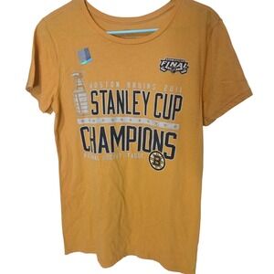 Retro Sport Boston Bruins T-Shirt Large Yellow Excellent 2011 Stanley‎ Cup Champ